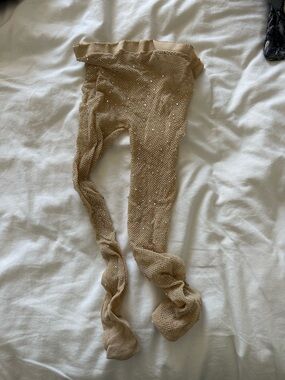 💗5 for $15💗 Size Small Beige Fishnet Rhinestone Tights